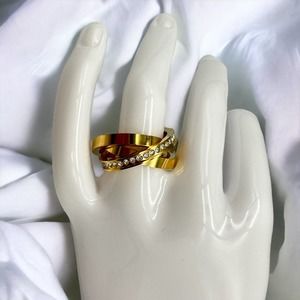 VITA FEDA Cassio Pave Ring Stack-Set of 3 Gold Plated - New